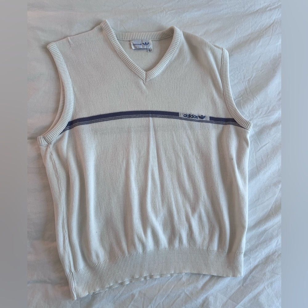 Vintage Adidas white and purple sweater vest